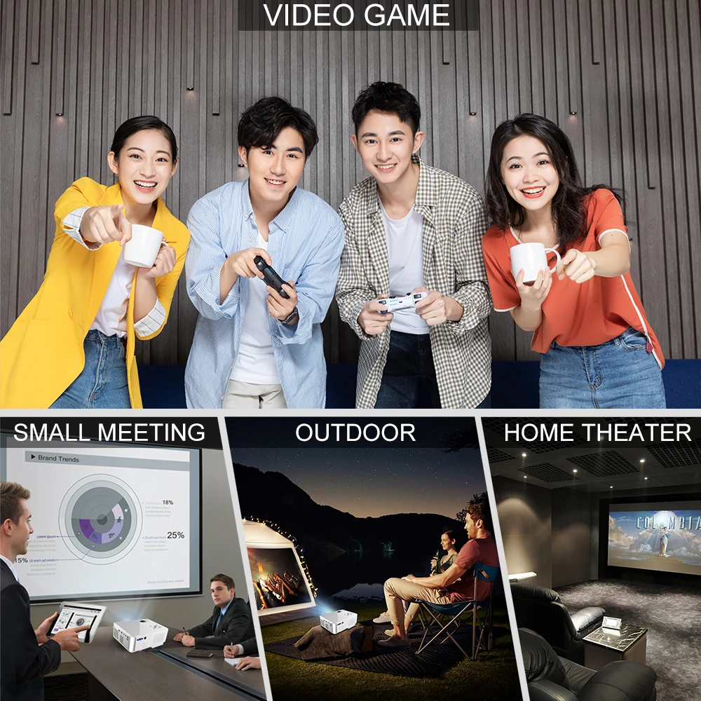 2020 Upgrade CHEERLUX C9 Android 720P HD Projector Home Theater 2800 Lumens 1080P LED LCD Projector Beamer Android Wifi Beamer