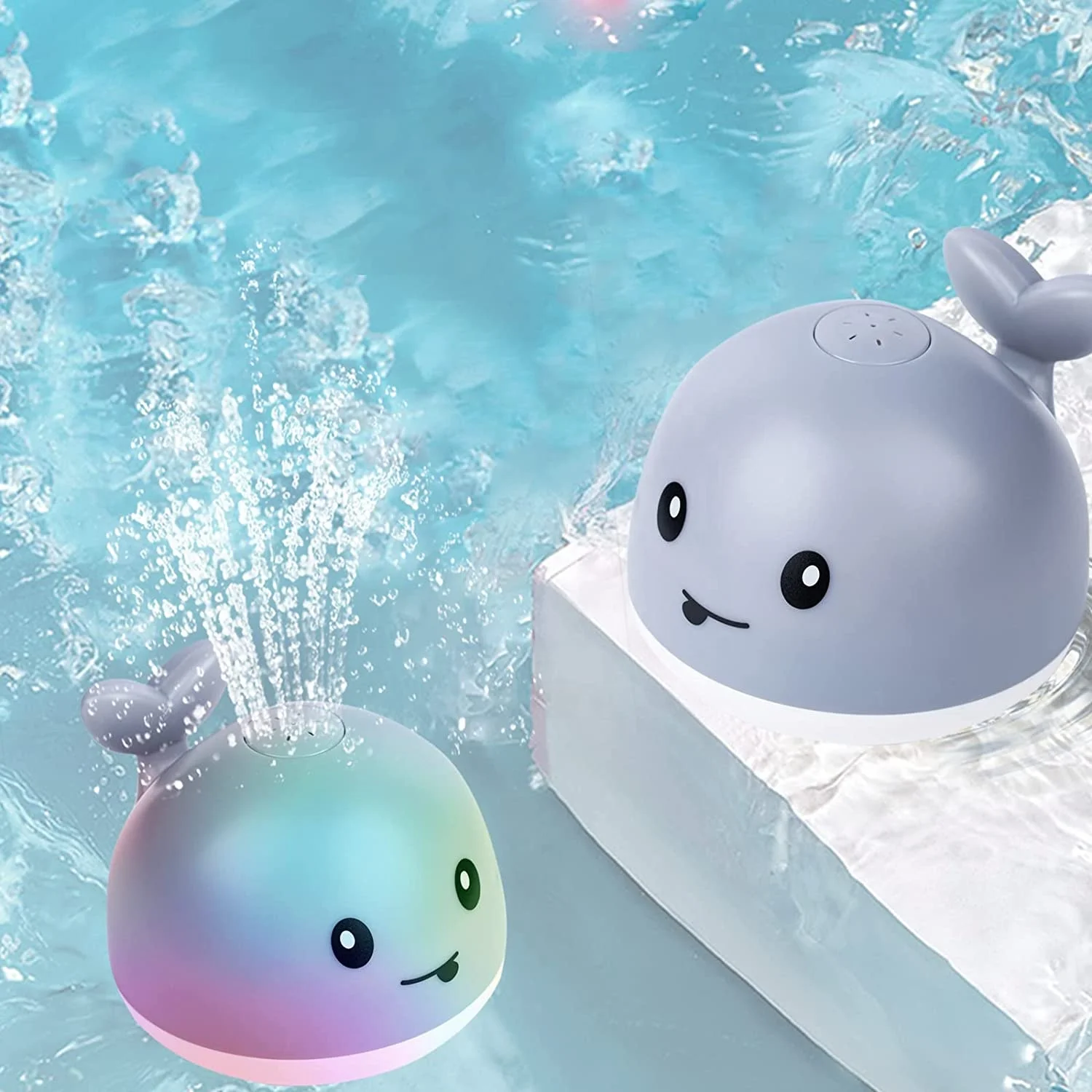 Whale Spray Bath Toys Baby Light up Bath Tub Toys Whale Water Spray Toy for Kids