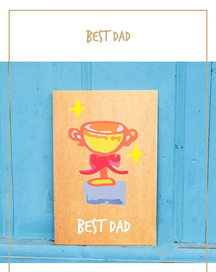 Hot Sale 15*10cm Cartoon Trophy Thank You Gift Cards kraft Paper Cute Greeting Cards With Envelope For Teacher's Day manufacture