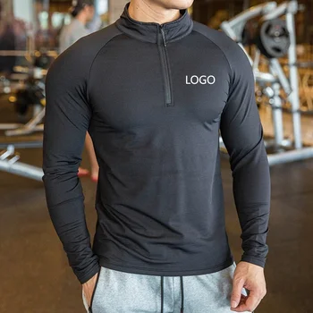 New arrival Golf Running Activewear Long Sleeve Tops 1/4 Quarter Zip Fitness Athletic Custom Logo gym shirt long sleeve