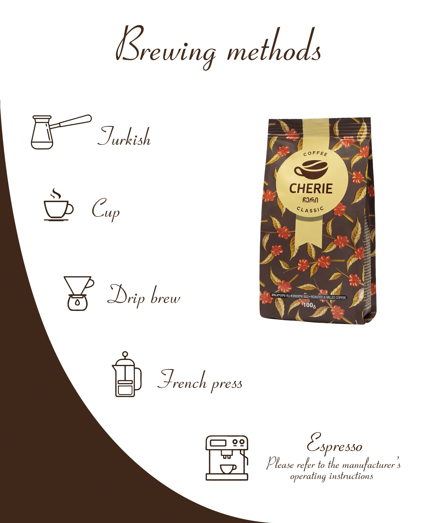 100 Pure Arabica Coffees Cherie Classic Ground Coffee Medium Roast