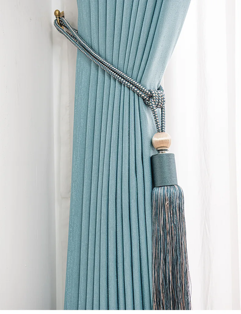 Modern simple straight drum ball tassel curtain binding curtain storage rope hanging ball hanging spike spot wholesale details