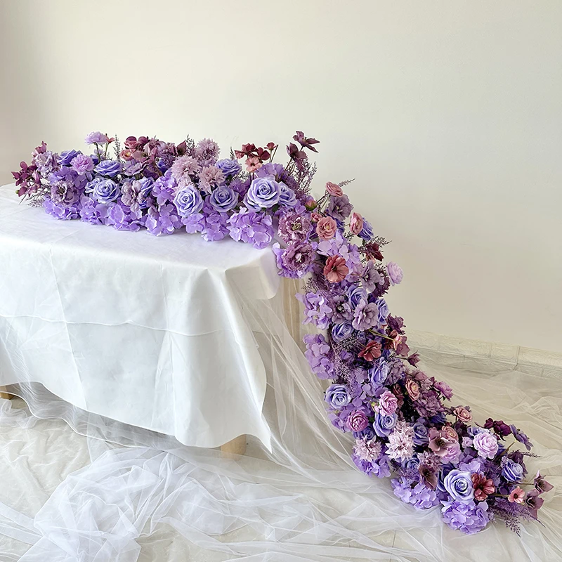 Customizable Artificial Flower Table Runner Floor Silk Flower Row