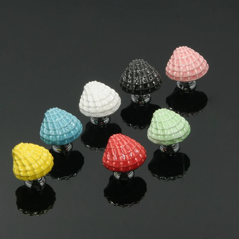 Decorative Seashell Cabinet Knobs Pulls Dresser Cupboard Wardrobe Door Handle Ceramic Drawer Knobs for Furniture