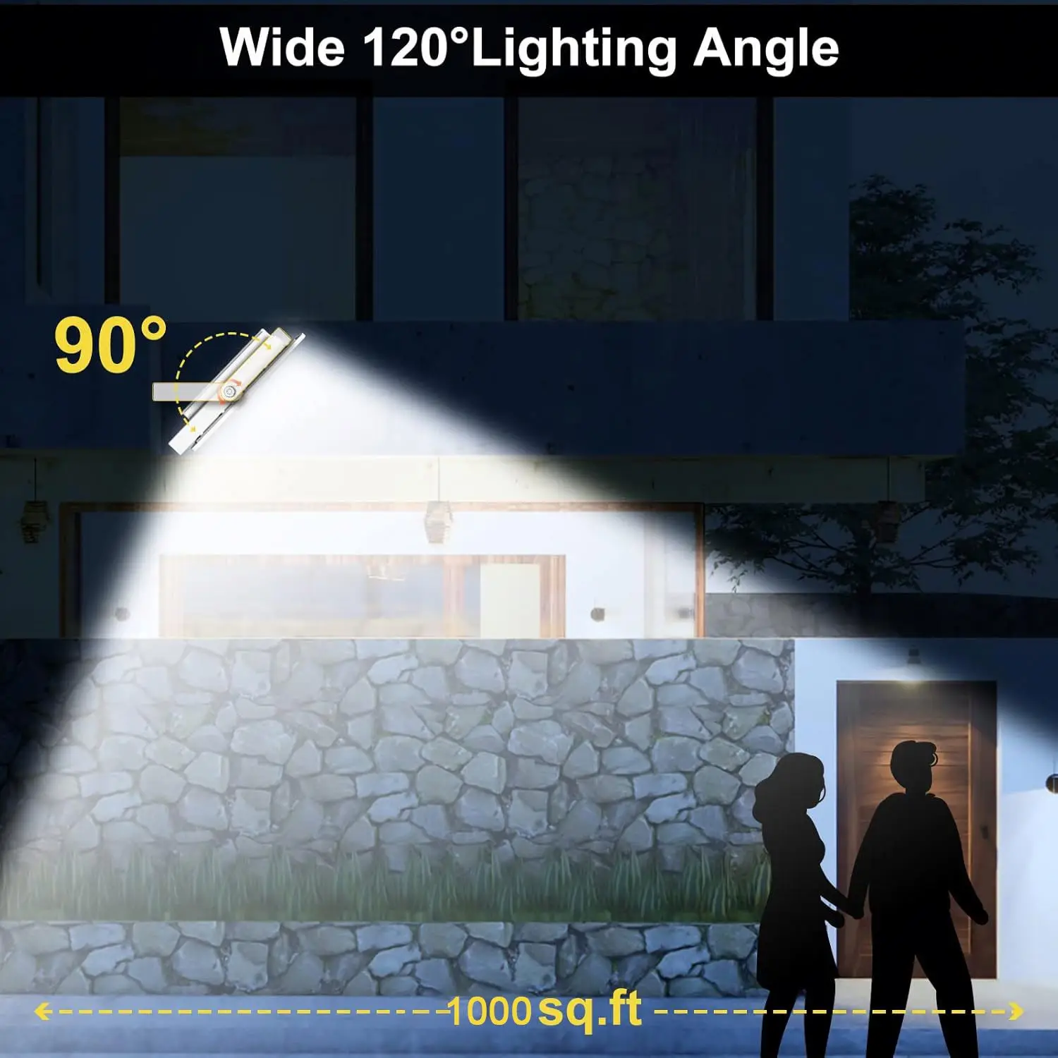High-Power Outdoor Waterproof LED Spotlight W/ 10Ah Battery for Yard & Street Lighting 1500W Solar Flood Light