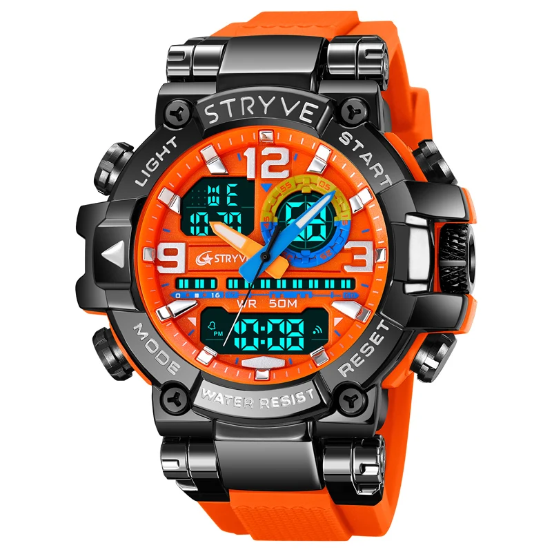 Men Digital Watch White STRYVE Sport Watch 50M Waterproof Auto Date relogio  masculino Digital Watches Mens Sport| Alibaba.com