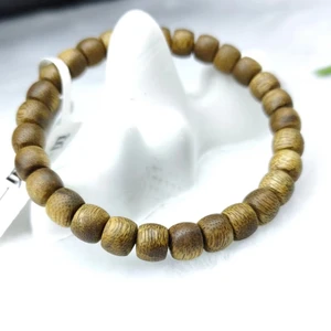 Retro Buddhist Mara Buddha Prayer Bead Bead Bracelet Natural Agarwood Buddha Bead Elastic Bracelet