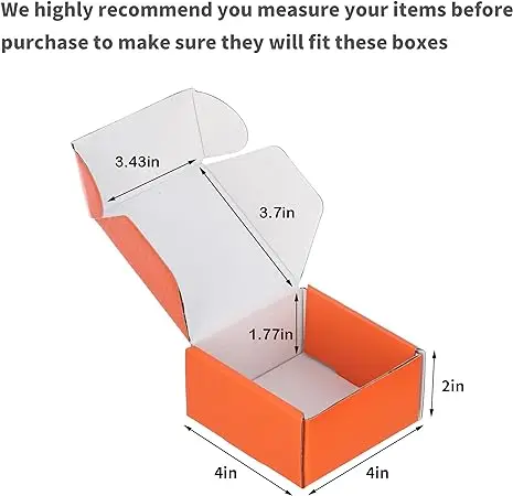 Custom Corrugated Box Packaging Mailing Box Packaging 4x4x2 Inches Small Shipping Boxes Orange for Mailing Packing