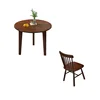 80cm round table with 4 Windsor chairs (walnut color)