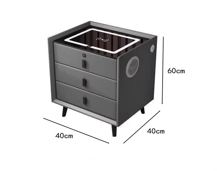 Smart Night Stand Multifunctional Wireless Charging with Light Fingerprint Lock Bedside Cabinet