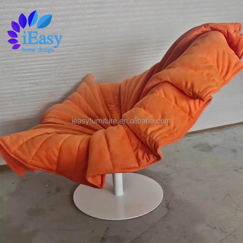 IEasy China Italian Creative Design Modern Velvet Flower Fabric Swivel Chair Petal Swivel Chair Velvet Fabric Petal Swivel Chair
