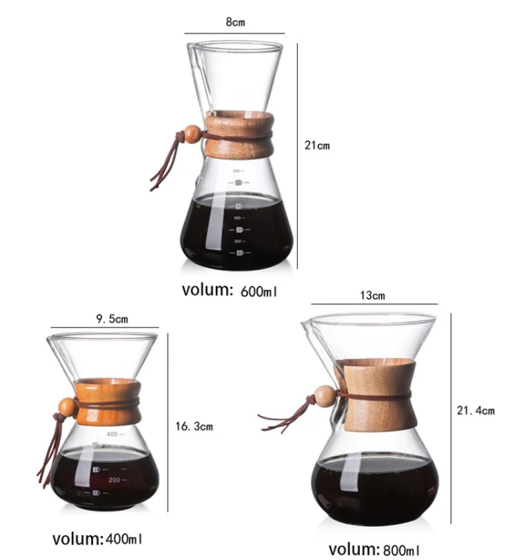 Classic Glass Pour Over Coffee Maker - Heat Resistant Glass