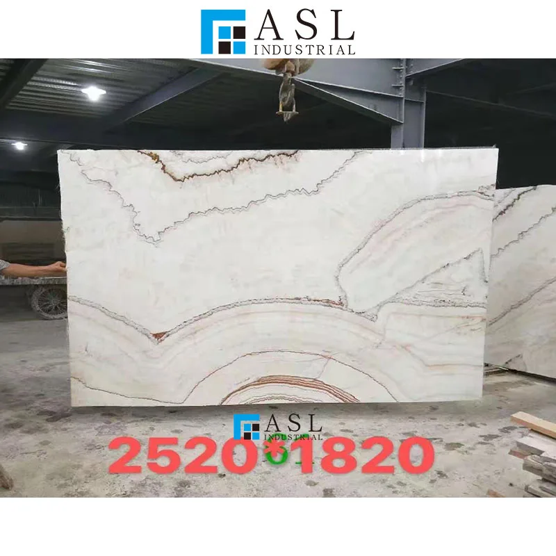 Natural beige brown veins Chinese onyx stone slab wooden jade bookmatch marble slab
