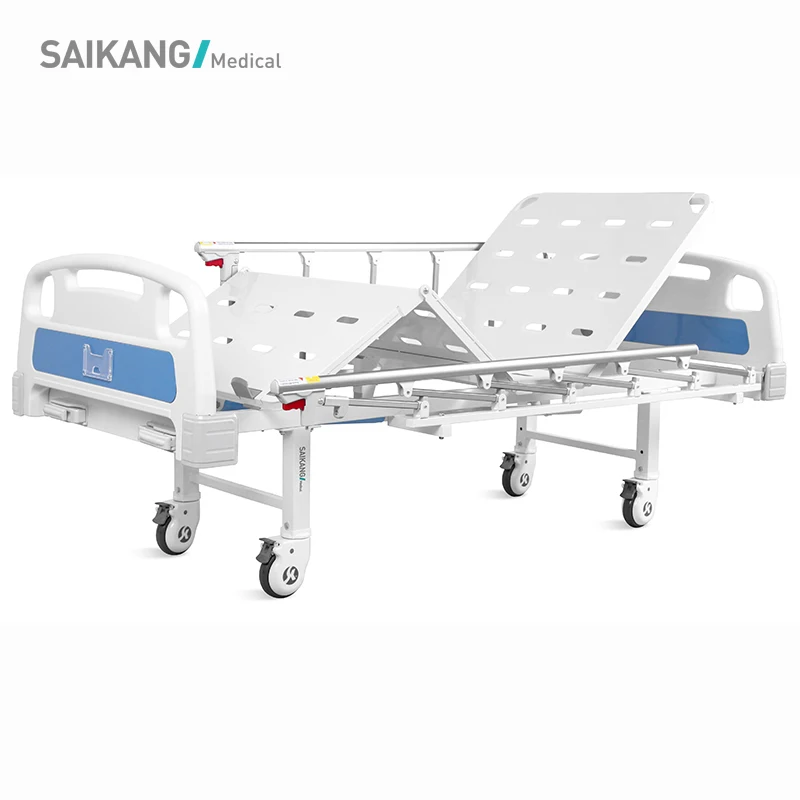 A2k SAIKANG 2 Function Folding Patient Medical Bed Second Metal 2 Crank Used Manual ICU Hospital Beds Price