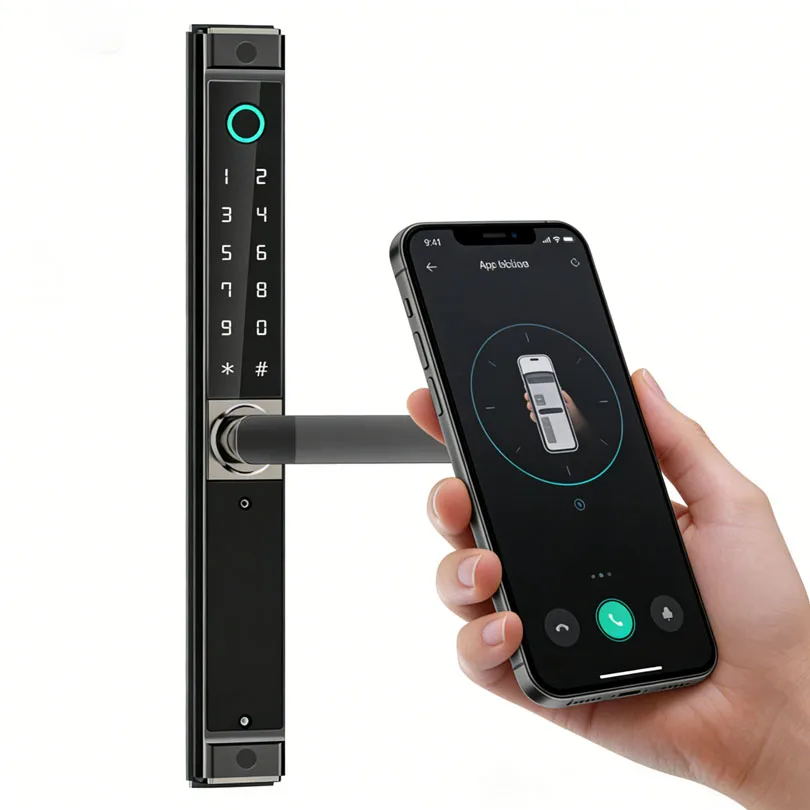 قفل درب هوشمند جدید با طراحی آلومینیومی و قابلیت اتصال به وای‌فای، با قابلیت تشخیص اثر انگشت، برند Kaisstar