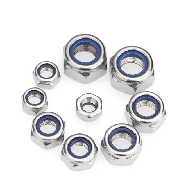 High Quality Customization Din985 Nylon Locking Hexagonal Nut Galvanized  M4-M20 Nylon Locking Nut