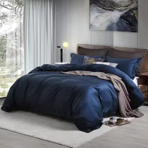 Luxury Custom 100% Cotton Quilt Five-Star Hotel Bedding Set 4-Piece Sateen Blue Bed Sheet Set Double Bed Sheet