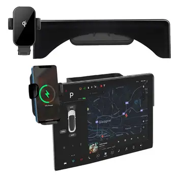 car Accessories For Tesla Model 3 Y Car Phone Holder wireless charger & Glasses Navigation Screen storage Mobile Bracket