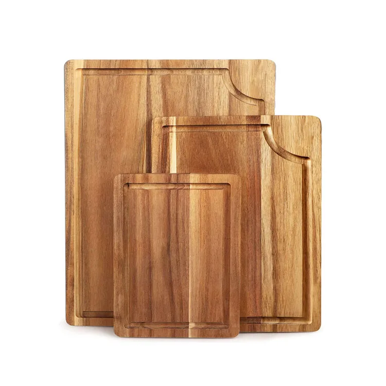 Acacia Wood Cutting Board Set with juice tank