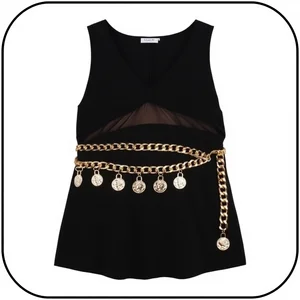 Pirate Women Men Multilayer Alloy Natural Stone Adjustable Waist Chain Belt Boho Coin Design Costume Jewelry