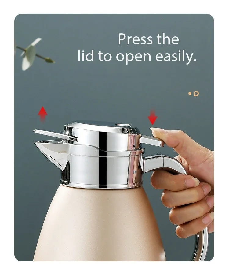 Fts Vacuum Flasks Double Wall Tea Thermal Jug 304 Stainless Steel Handgrip Coffee Insulated Keep