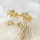 Gold Earrings Trendy Unicorn Brass 14K Gold Plated Stud Earrings For Children Teens Girls