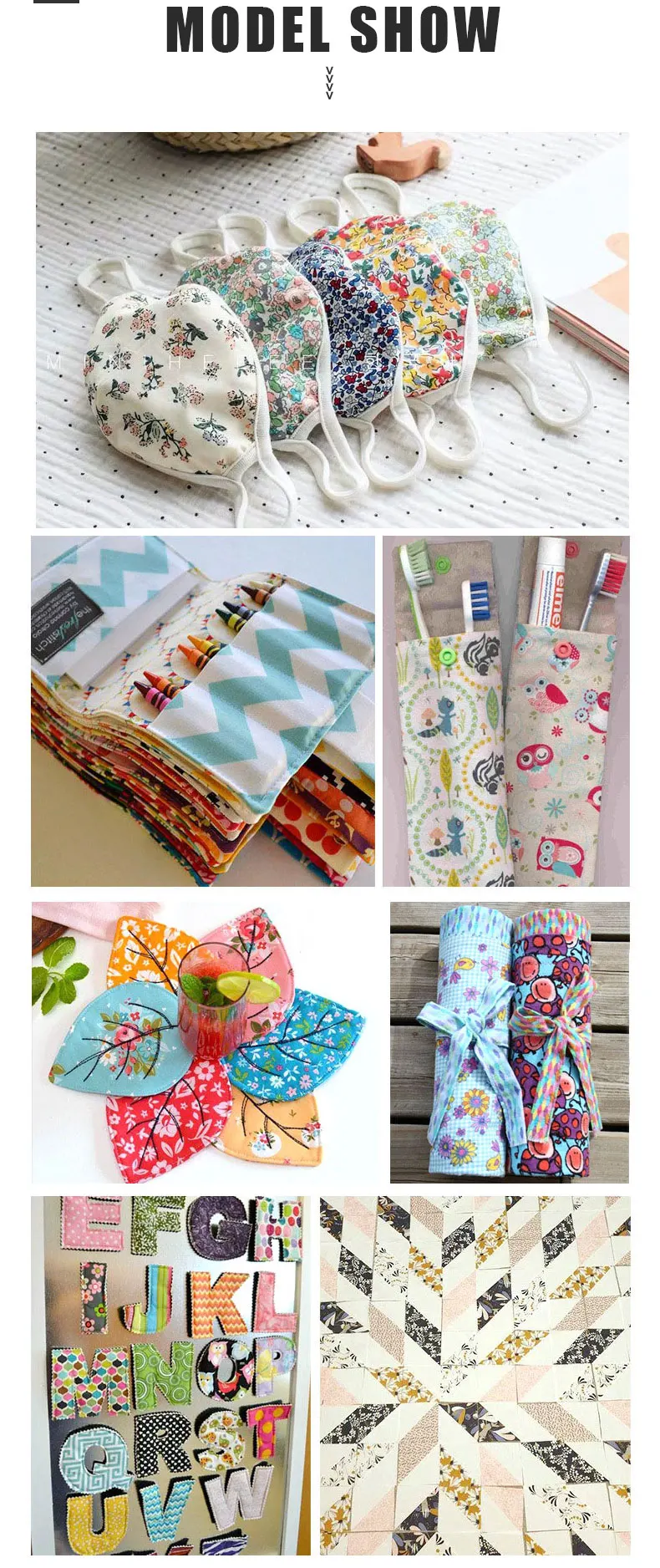 Mixed Colours 7pcs Handmade Diy Patchwork Fabric Floral Printed Cotton For Diy Decorate Buy