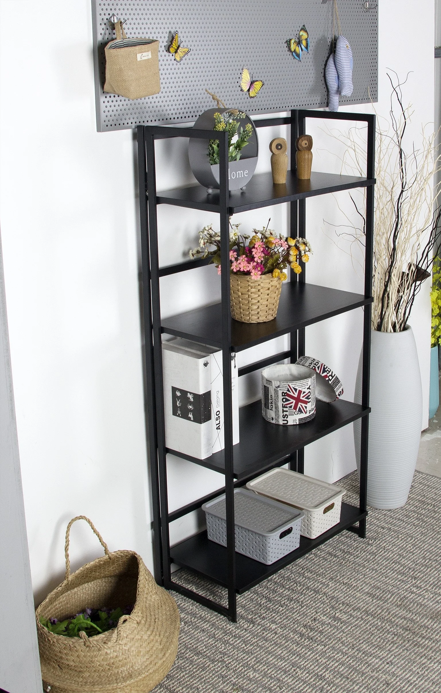 Metal Book Shelf Northern Europe Style Simple Design DIY Multifunction  Foldable Storage Shelves