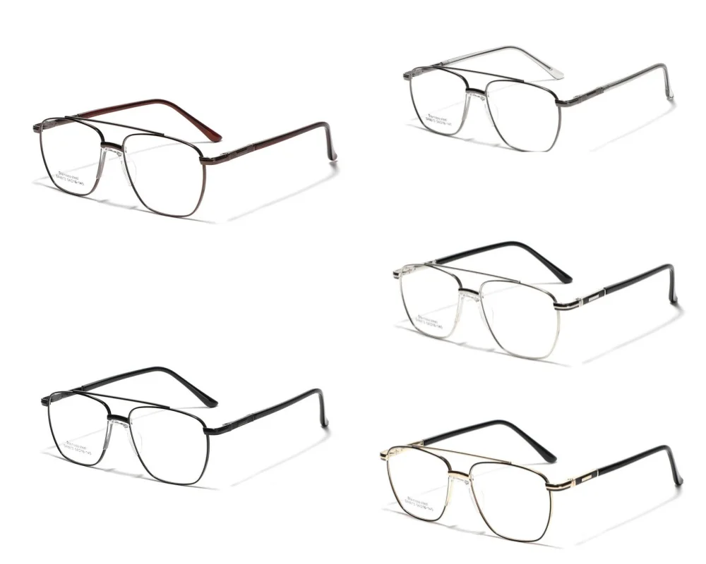 Glasses Bridge Large Frame square Flat Mirror for Men Cross-border Saddle Nose Pad Metal Myopia Frame Plain Mirror for Women