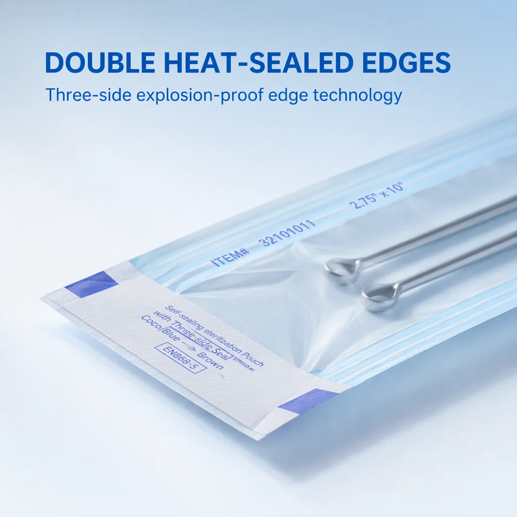 Medical Consumable Self Seal Autoclave Sterilization Pouch Flat Reel Heat Sealer Operation ISO 13485 Certified Tyvek Material