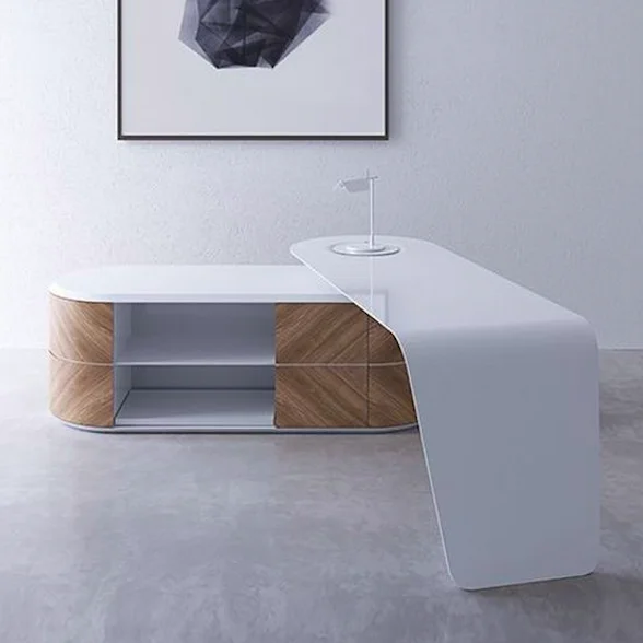 2020 мебель на заказ с твердой поверхностью, современный белый стол руководителя, офисные столы