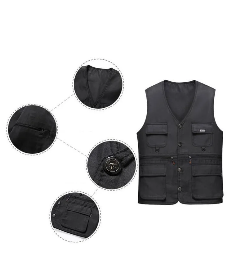 2024 Custom Designs Newest Outdoor Men's Multi Pocket Cotton Life Vest Fishing Vest Wholesale Fishin