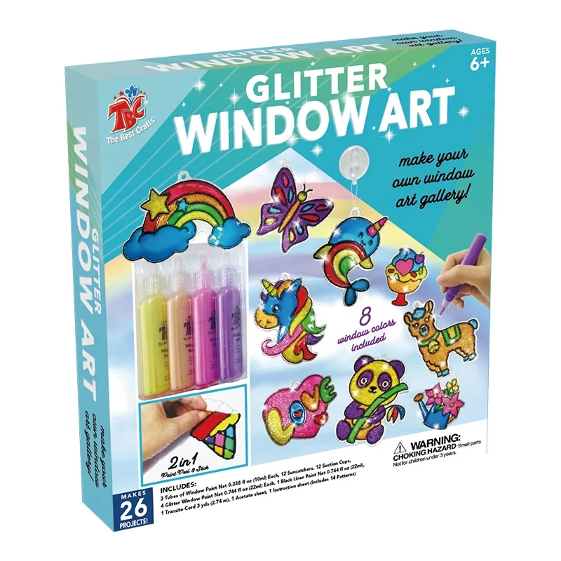 TOYLI Window Glitter Paint Art Kit Makes 26 Projects, Create Own