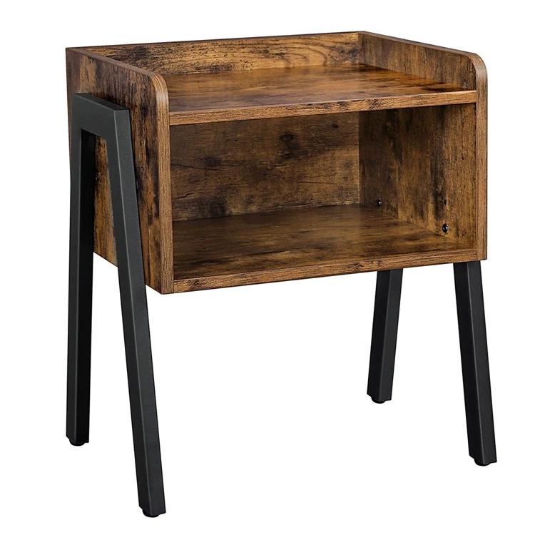 VASAGLE Knock Down Ready to Assemble Furniture Vintage Wood Nightstand Metal Wooden Bedroom Night Stand Bedside Side End Table