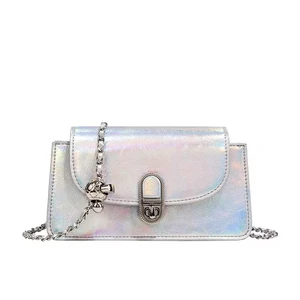 Hot New Fashion Ladies Shoulder Bag Small Square Design with Metal Chain PU Material for All Seasons Factory Wholesale