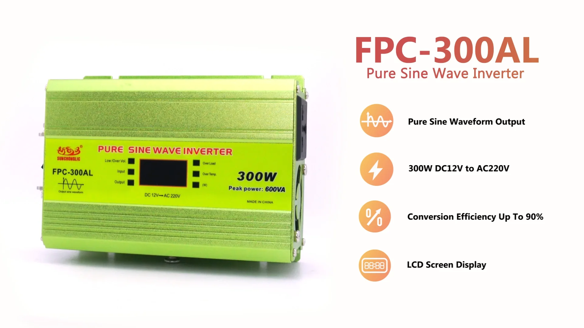 Sunchonglic Inverter 12v Dc To 220v Ac 300w Off Grid Pure Sine Wave ...