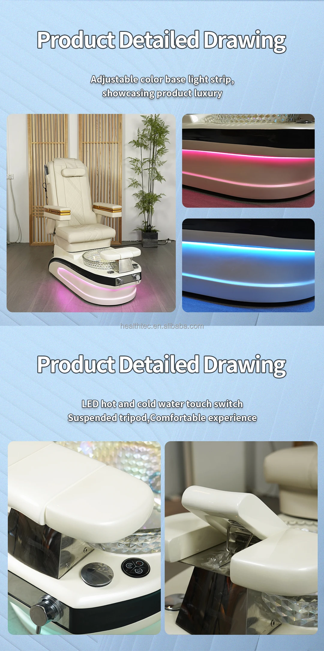 High Quality Modern Luxury Nail Salon Furniture Spa Recline Soft