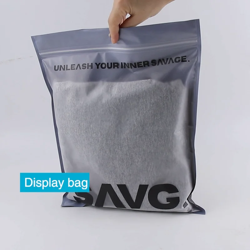 Custom Printed Frosted Zipper Bag For Clothing Package Towel Underwear