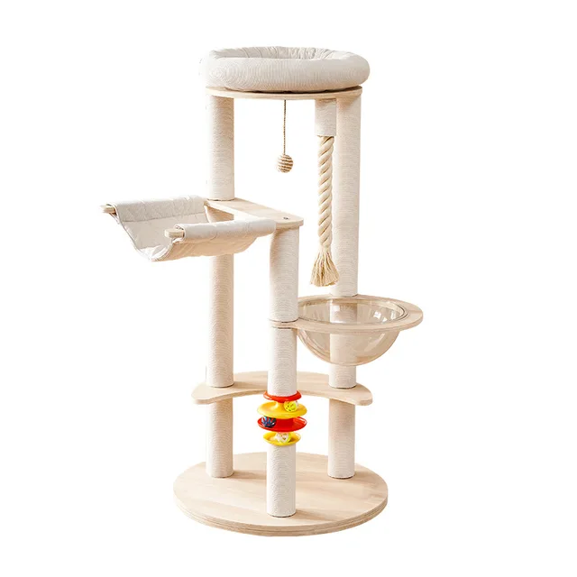Shui Mu Wood Cat Tree Tower Raw Cat Climbing Frame with Small Sisal Column Dedicated for Big Cats for Cross-Border Foreign Trade