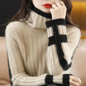 Fashion Autumn and Winter Loose Sweater Turtleneck Oversize Thick Top Knitted Pullover Sweater for Women