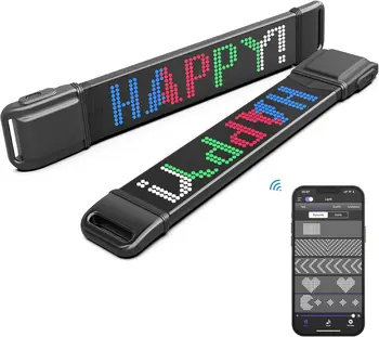 LED Sign Bluetooth App Control Programmable LED Sign Text Pattern Animation Scrolling Message for Party Car, Bar, Hotel, Concert