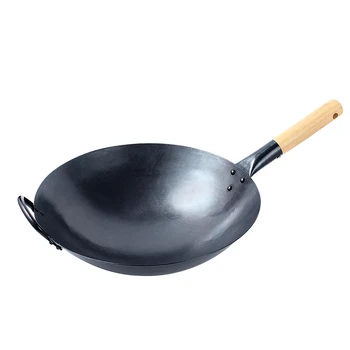 High temperature preseason Chinese Craft Traditional Commercial Cooking Chinese Carbon Steel Hand Hammered Wok Pan