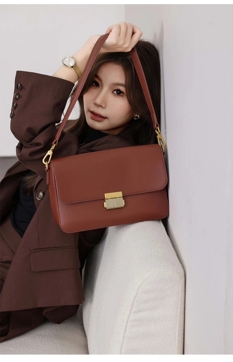 Luxury Genuine Leather Underarm Shoulder Bag For Ladies Design Simple