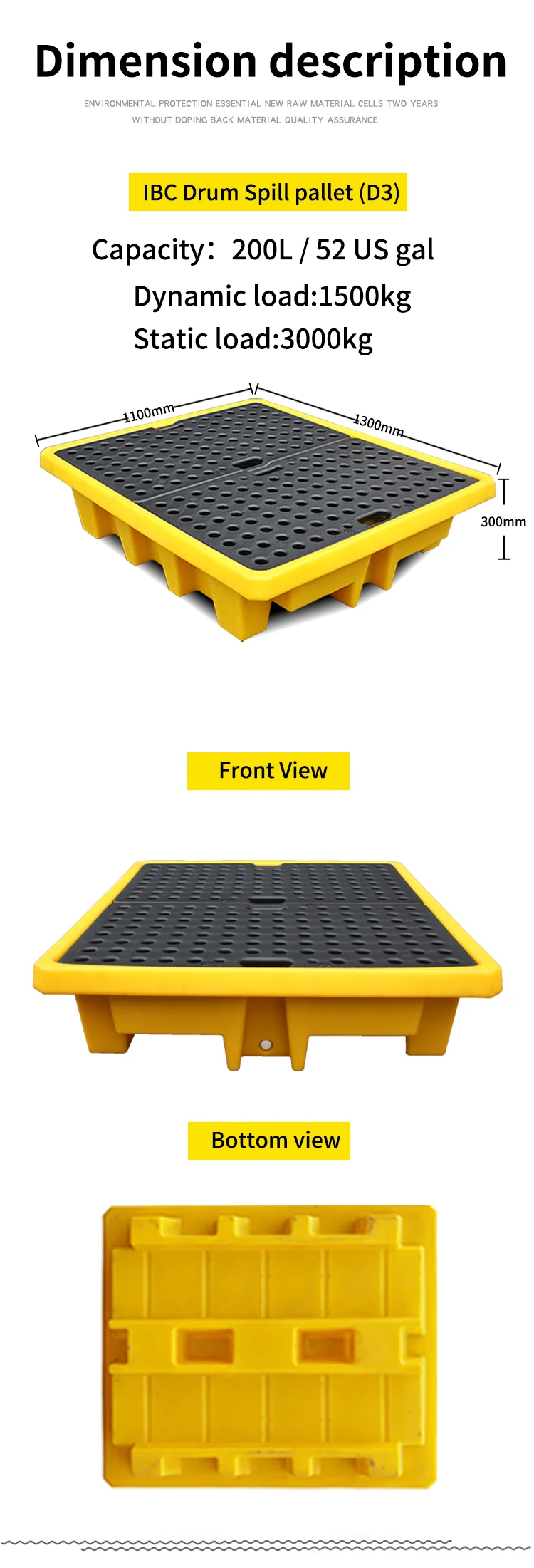 Hot Sale Pallet Rack Spill Containment Spill Pallet Product Oil Drum ...