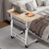 Simple bedside table white frame 80*40 light walnut