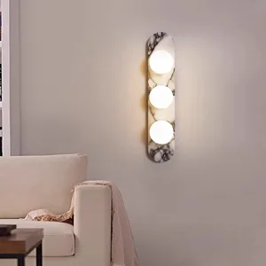 Eco-Friendly Natural Stone Sconce Wholesale Marble Wall Lamp for Living Room and Hotel Room
