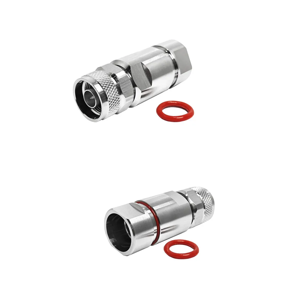 RF Connector N Male Plug Straight Clamp 1P Brass Pins 50ohm Impedance 1/2 Feeder Connector  Coaxial Cable