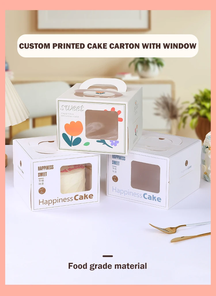 Wholesale Recyclable 2 4 6 Pieces Square Paper Dessert Cupcake Boxes Food Grade Cake Box