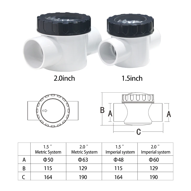 Factory Abs Pool Check Valve Pool Accessories 1.5inch 2.0inch