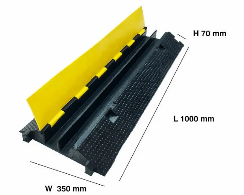 Wholesale 1000*350*70mm 2-Channel 100% Recycled Rubber Cable Protector Humps with Safety PVC Lid Speed Bumps Product supplier